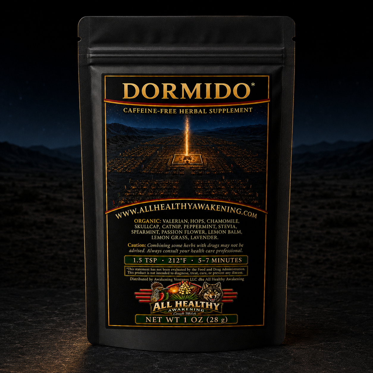 Dormido one-ounce herbal tea pouch